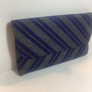 Africa print striped blue clutch
